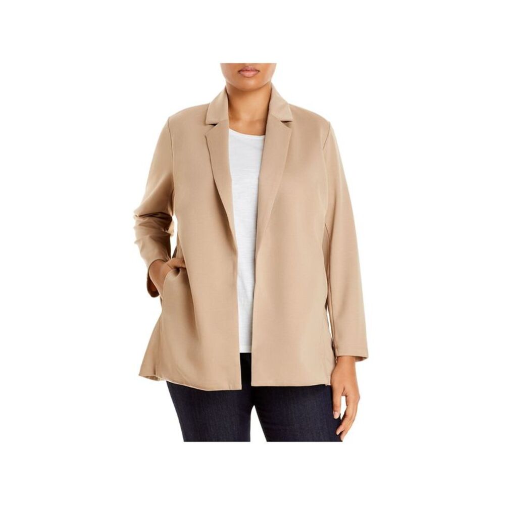 EILEEN FISHER Womens Beige Notch Collar Back Vent Long Sleeve Jacket Plus 3X